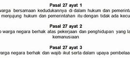 Bunyi Pasal 27 Ayat 1 Uud 1945 Adalah